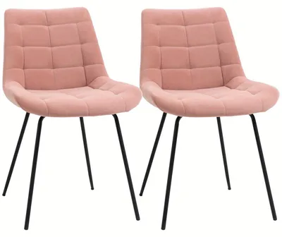 Image de Chaise de salle à manger - Chaise de cuisine - Chaise - Chaise de bistrot - Chaise vintage - Lot de 2, couleur rose