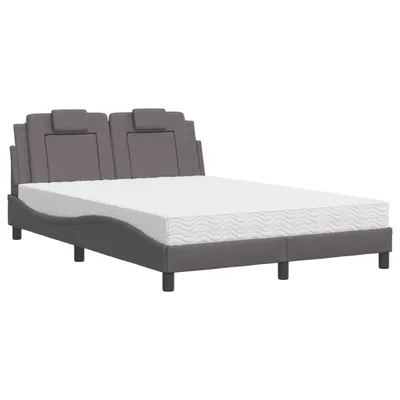 Image de vidaXL Lit "Viana" avec matelas Gris 120x200 cm Similicuir