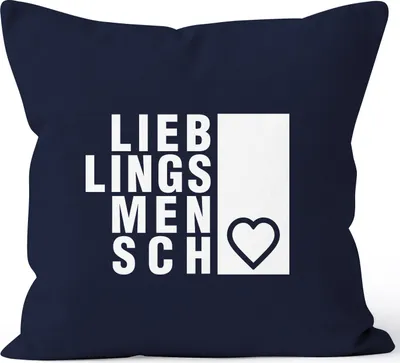 Produktbild von Kissenbezug Lieblingsmensch Geschenk Freundschaft Partner Freundin Moonworks® navy 40cm x 40cm