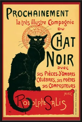 Image de Steinlen, Théophile - Affiche - Tournée du Chat Noir + cadre interchangeable, Shinsuke® Maxi en plastique noir, vitre en acrylique