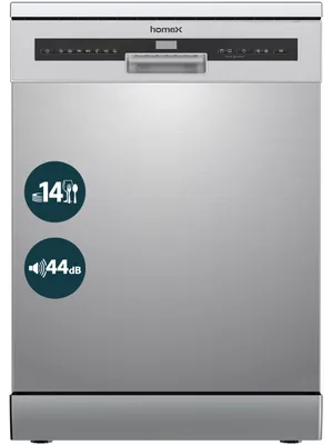 Produktbild von homeX Geschirrspüler 60 cm, Spülmaschine freistehend - 14 Gedecke, 7 Programme, AquaStop, unterbaufähig, DWFS601444C-S