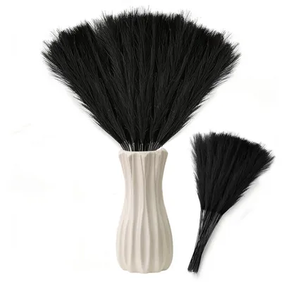 Zdjęcie produktu dla 50 sztuk sztucznej trawy pampasowej, dekoracja, 55 cm, czarna, puszysta, w stylu boho, idealna na wesele, do salonu