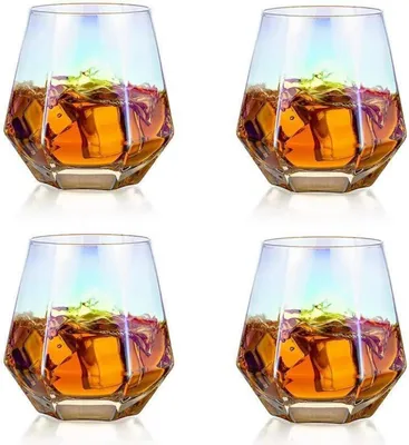 Zdjęcie produktu dla Diamentowe szklanki do whisky Zestaw 4 szklanek do szkockiej 300 ml Nowoczesny wygląd Szklanka do whisky dla mężczyzn i kobiet