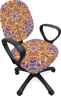 Produktbild von ABAKUHAUS Mandala Bürostuhl Schonbezug, floral East, dekorative Schutzhülle aus Stretchgewebe, Mehrfarbig
