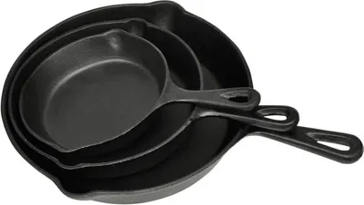 Produktbild von vidaXL 3-tlg. Steakpfannen Set Gusseisen