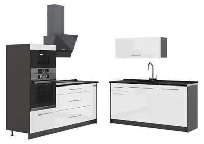 Zdjęcie produktu dla Kuchnia Vicco Fame-Line Biały wysoki połysk/Antracyt 340 cm, BP Antracyt, Model 63681