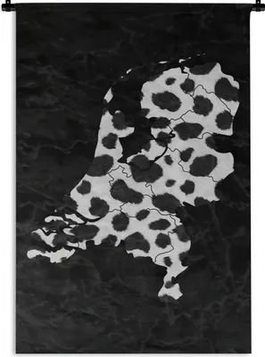 Produktbild von MuchoWow® Wandteppich Wandbehang Karte - Niederlande - Pantherdruck 60x90 cm Tapisserie Dekoration Wandtuch - Foto-Teppich - Abwaschbar