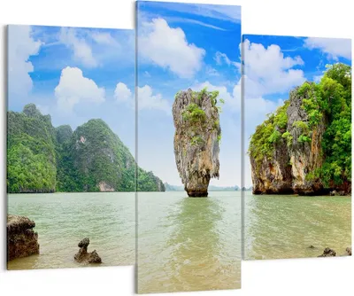 Produktbild von Bild auf Leinwand - Leinwandbild - Stein Strand Landschaft - 130x100cm - Wand Bild - Wanddeko - Leinwanddruck - Bilder - Kunstdruck - Wanddekoration - Leinwand bilder - Wandkunst - CB130x100-0224