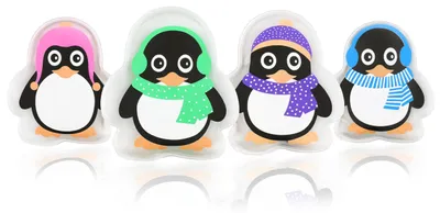 Productafbeelding van Tassenwarmers Pinguin 4-pack - Herbruikbare handwarmers voor kinderen en volwassenen - 9 x 9 cm