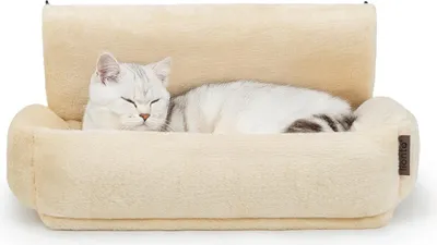 Immagine prodotto di lettino radiatore per gatti lionto, morbido e accogliente lettino con ganci in metallo, rivestimento lavabile e presa sicura, beige