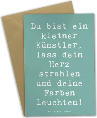 Produktbild von Mr. & Mrs. Panda babykarte Spruch Die Freude an der Kreativität entdecken - Meeresbrise - Geschenk, osterkarten, Geschenkideen, einladungskarten, Mutmacher, Klappkarte
