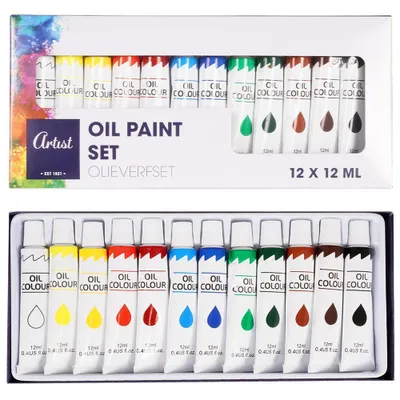 Produktbild von Artist Ölfarben Farbenset für Ölmalerei Grundfarben in Tuben 12x12 ml für Anfänger Profis