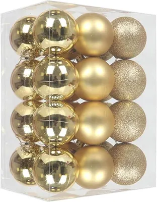 24 unzerbrechliche Weihnachtskugeln, 3 cm, matt/glänzend/glitter