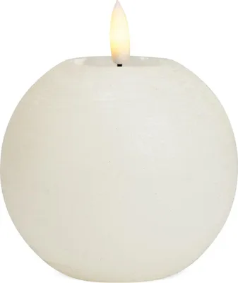 Produktbild von LED Kugel-Kerze Echtwachs-Kerze flackernd, Ø 10x9 cm, Weiß