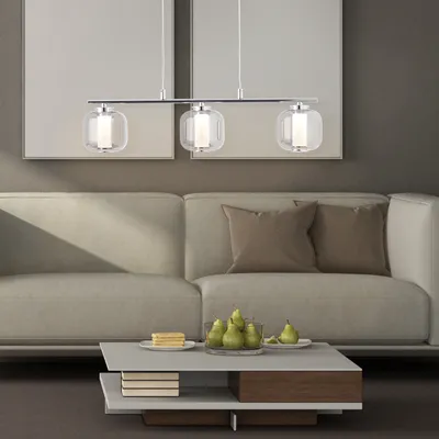 Produktbild von Rafa LED Pendelleuchte 3flg Balken chrom/rauchglas