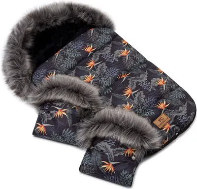Produktbild von Baby Fußsack und Handmuff, Set, Maße 85 cm, mit Polar Minky, WinterFußsack für Kinderwagen, Palm [071]