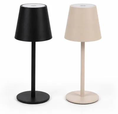Produktbild von LED Akku-Tischleuchten 2er-Set Schwarz/Beige, dimmbar, IP54, USB, H 20 cm