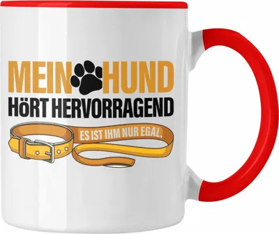 Produktbild von TRENDATION Tasse Hundeliebhaber Hundemama Hundepapa Hund Spruch Kaffeetasse Geschenk (Rot)