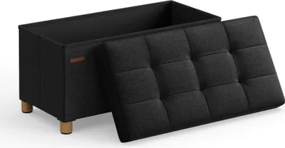Produktbild von SONGMICS Sitzhocker, 77L, klappbare Sitztruhe, Aufbewahrungsbox, schwarz