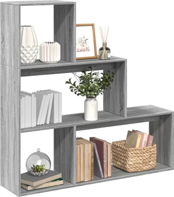 Produktbild von Maison Exclusive - Raumteiler-Bücherregal 3 Stufen Grau Sonoma 123x29x123 cm