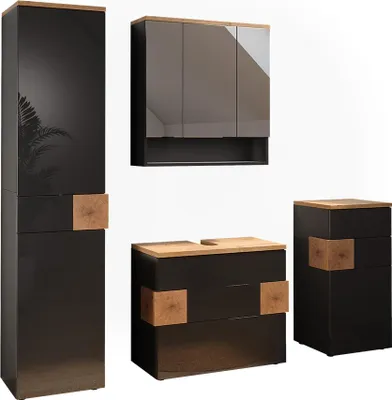 Image de Meubles bain Vicco Eden Anthracite 4 parties, Model 57535