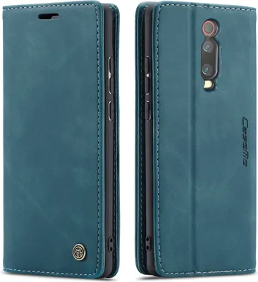 Image de Etui Redmi K20 Pro, étui rétro en cuir PU, pochettes pour cartes, fermeture magnétique, étui avec fonction stand pour Xiaomi Redmi K20 / K20 Pro bleu