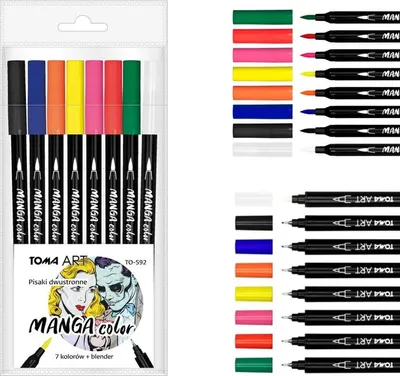 Produktbild von Toma Art Manga Color doppelseitige Marker 7 Farben + Blender TO-592