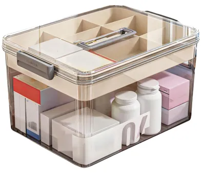 Medikamentenbox mit 2 Fächern, braun, 26,5x18,5x17 cm