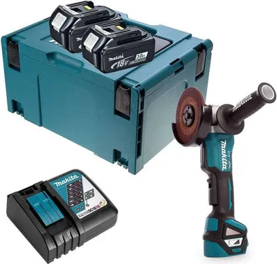 Produktbild von Makita DGA 517 RFJ Akku Winkelschleifer 18 V 125 mm Brushless + 2x Akku 3,0 Ah + Ladegerät + Makpac