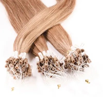 Zdjęcie produktu dla Przedłużanie włosów na mikropierścieniach, włosy naturalne #8/01 jasny blond naturalny popielaty 0,5 g