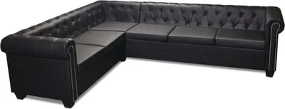 Produktbild von vidaXL Chesterfield-Ecksofa 6-Sitzer Kunstleder Schwarz