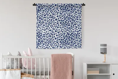 Produktbild von MuchoWow® Wandteppich Wandbehang Pantherdruck - Weiß - Blau 90x90 cm Tapisserie Dekoration Wandtuch - Wandaufhänger