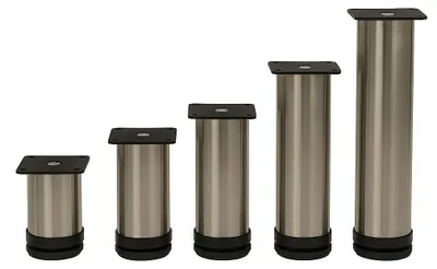 Produktbild von Möbelfuß höhenverstellbar Edelstahl Ø 50 mm – 80–200 mm – stabile Schrankfüße & Möbelbeine – 4er Set – wählbare Höhe