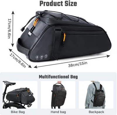 Obrázok produktu pre Uniqoos® Vodotesná dvojúčelová cyklistická brašňa (10 litrov, 37,5 x 18 x 16 cm) vyrobená z 900D polyesteru – s reflexnými prvkami, nehrdzavejúcimi zipsami, možnosť použitia ako batoh alebo cez rameno