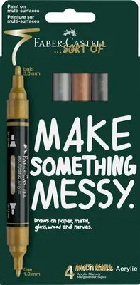 Produktbild von Faber Castell, A.W. Faber-Castell Vertrieb Gm Acrylic Marker MM Set 4 Metall Metallic Metallic