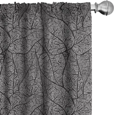 Produktbild von ABAKUHAUS Abstrakt Vorhänge, Gardinen, Einfarbige Blätter mit einem Netz der Adern wirbelten Design Ornamental Flora Pattern, 2 Stück 75 x 245 cm, Weiß Schwarz