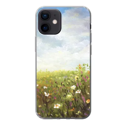 Produktbild von MuchoWow® Handyhülle Schutzhülle Hülle für iPhone 12 Sommer - Blumen - Ölfarbe Silikon Softcase Handy Hülle - Schutzhülle