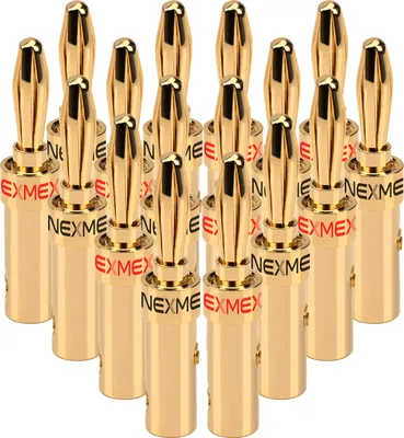 Produktbild von Bananenstecker 4mm schraubbar 16x Stecker vergoldet NEXMEX für Lautsprecherkabel