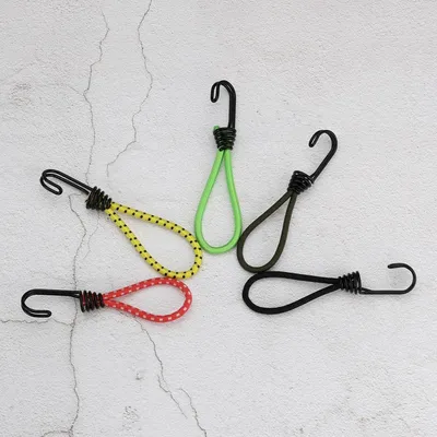 Produktbild von Bungee-Seile 16 cm - 10 Stück Gummiseile mit Doppelhaken für Hängematten, Vordächer und Bau (5 Farben)