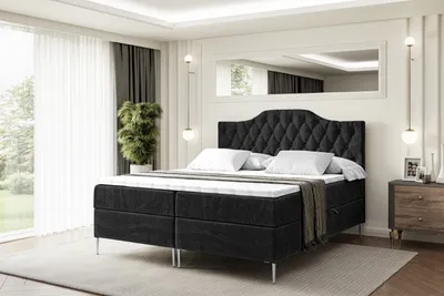 Produktbild von ALTDECOR  Boxspringbett mit Silber Füßen, Matratze und Lattenrost, Boxbett, Topper, Polsterbett mit Bettkasten, Bett mit Stauraum H3-Matratze, Doppelbett - VILA-1-FS- 120x200 - Schwarz Samt