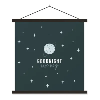 Produktbild von MuchoWow® Textilposter Zitate - Gute Nacht kleiner Junge - Baby - Sprichwörter - Kinder - Kinder 90x90 cm mit schwarzem Rahmen - Magnetisches
