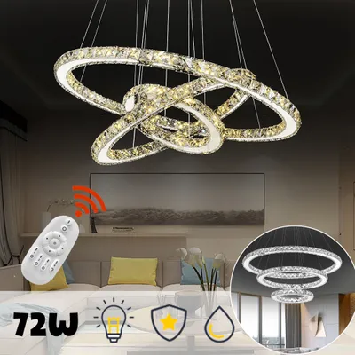 Produktbild von ACXIN 72W LED Kronleuchter Kreative Hängelampe Deckenleuchte Pendelleuchte für Wohnzimmer Flur Schlafzimmer Drei Ringe (Φ: 20cm+40cm+60cm), 72W Dimmbar