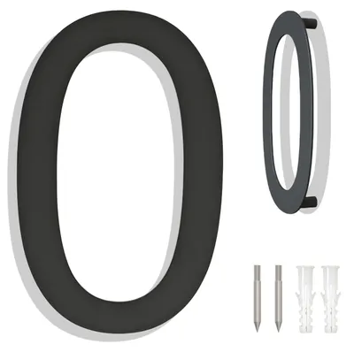 Immagine prodotto di Numeri civici in acciaio inossidabile spazzolato, design moderno effetto bicolore nero-grigio, altezza 254 mm, numero 0