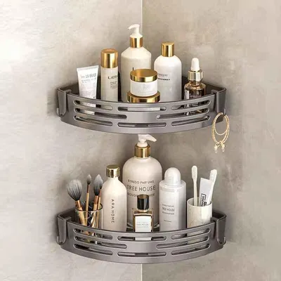 Produktbild von Eckregal Dusche Selbstklebend, Duschablage ohne Bohren, Badezimmer Organizer für Kosmetik und Pflegeprodukte, Wandregal