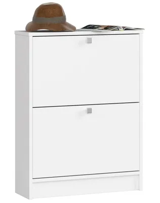 Produktbild von Schuhschrank – Schuhkommode mit 2 Kipp-Türen – Flur Schuhkommode – Weiß – 60 cm – Eleganz und Stauraum in einem