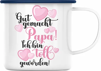Produktbild von Trendation - Vater Geschenk Emaille Tasse Vatertag Geschenkidee Papa Geschenke von Tochter Lustige Emaille Tasse (Blau)