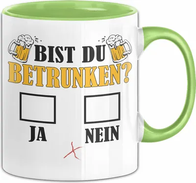 Produktbild von Bier Tasse Geschenk Bist Du Betrunken Ja Nein Geschenk für Bier-Liebhaber (Grün)