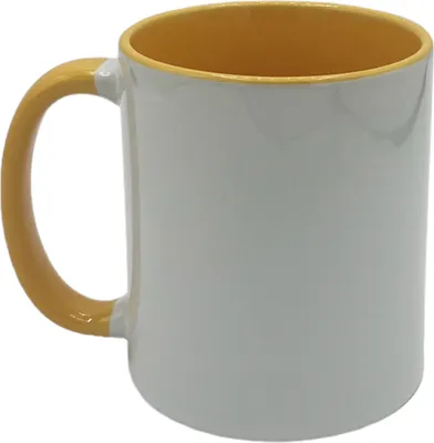 Produktbild von 1. Stk. Sublimationstasse, farbige Innenseite / Griff "Goldgelb"
