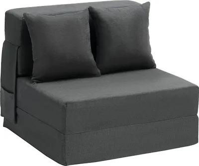 Produktbild von Klappbares Schlafsofa 3-in-1 Klappbares Sofabett mit 2 Kissen Dunkelgrau Einzelbett