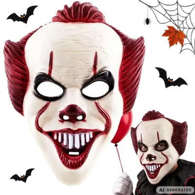 Obrázok produktu pre Maska strašidelného klauna na Halloween – celo tvárová, 30x21 cm